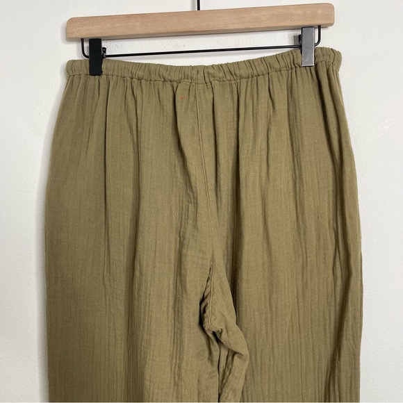 XiRENA Gauze Pull On Drawstring Pants Stone Green 100 Cotton Plissé Sz M 2Pc Set - Picture 8 of 16